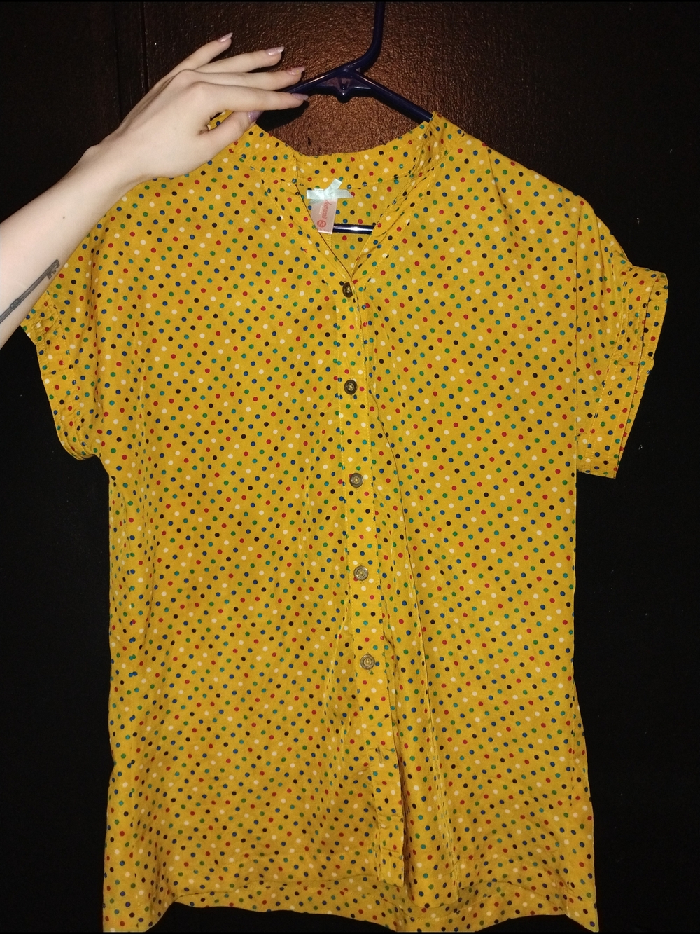 Clowncore Multicolor Polka Dot Button-Up